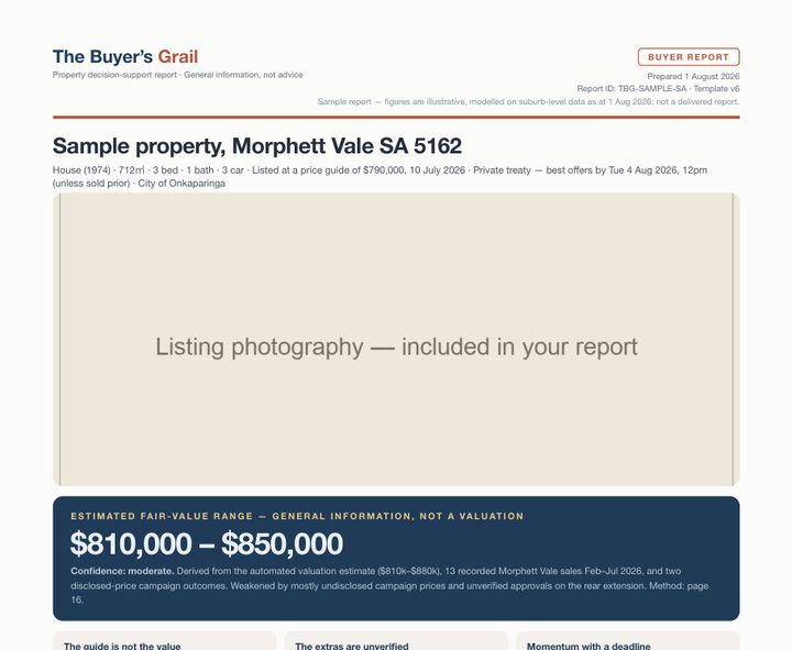Page one of the South Australia sample report